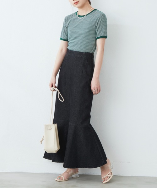 flowriri（フロウリリ）の「flowriri デニムフレアスカート（スカート・レディース・ネイビー/グレー・FREE）」の6枚目の写真