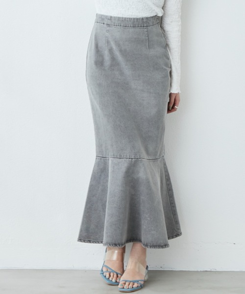 flowriri（フロウリリ）の「flowriri デニムフレアスカート（スカート・レディース・ネイビー/グレー・FREE）」の13枚目の写真