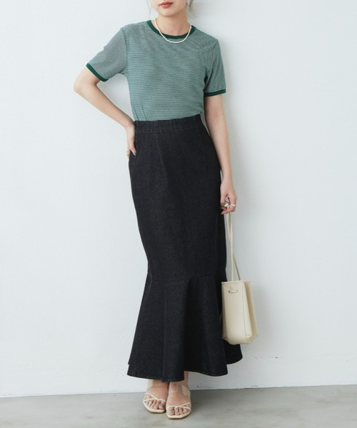 flowriri（フロウリリ）の「flowriri デニムフレアスカート（スカート・レディース・ネイビー/グレー・FREE）」の9枚目の写真