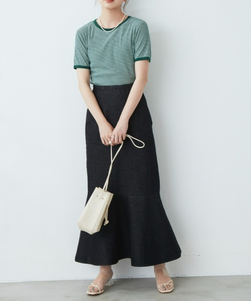 flowriri（フロウリリ）の「flowriri デニムフレアスカート（スカート・レディース・ネイビー/グレー・FREE）」の10枚目の写真