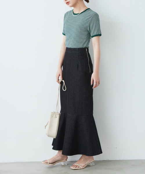 flowriri（フロウリリ）の「flowriri デニムフレアスカート（スカート・レディース・ネイビー/グレー・FREE）」の7枚目の写真