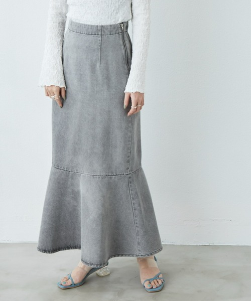 flowriri（フロウリリ）の「flowriri デニムフレアスカート（スカート・レディース・ネイビー/グレー・FREE）」の11枚目の写真
