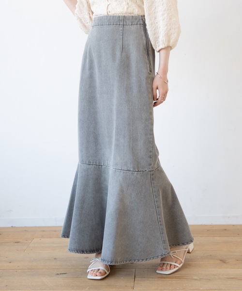 flowriri（フロウリリ）の「flowriri デニムフレアスカート（スカート・レディース・ネイビー/グレー・FREE）」の22枚目の写真