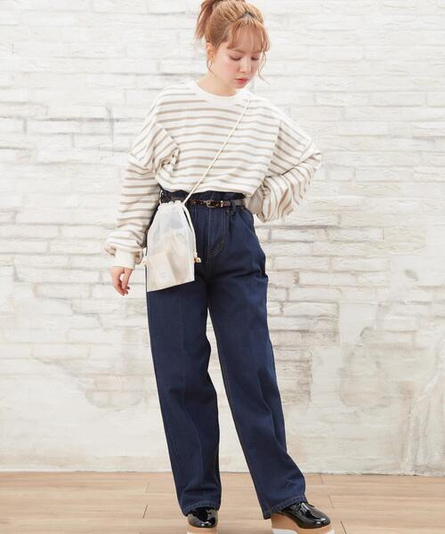 EENK インク ベルト ストレート デニム パンツ IVORY ベルト付デニムワイドパンツ｜INGNI(イング) 公式通販｜INGNI STORE
