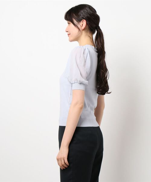 Honeys（ハニーズ）の「袖異素材ニットトップス（ニット/セーター・レディース・ブラック/クリーム/サックスブルー/オフホワイト・L/M/S）」の10枚目の写真