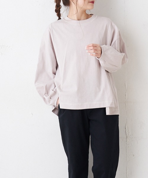 PUAL CE CIN(ピュアルセシン)の「配色ステッチプルオーバー(Tシャツ/カットソー・レディース・ブルー/ピンク系その他/ホワイト/チャコールグレー・FREE)」の4枚目の写真