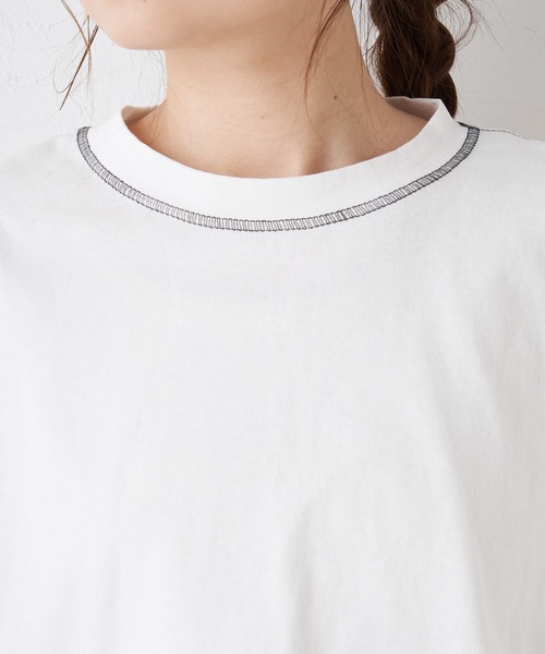 PUAL CE CIN(ピュアルセシン)の「配色ステッチプルオーバー(Tシャツ/カットソー・レディース・ブルー/ピンク系その他/ホワイト/チャコールグレー・FREE)」の16枚目の写真