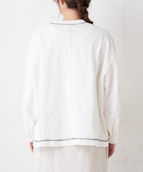 PUAL CE CIN(ピュアルセシン)の「配色ステッチプルオーバー(Tシャツ/カットソー・レディース・ブルー/ピンク系その他/ホワイト/チャコールグレー・FREE)」の8枚目の写真