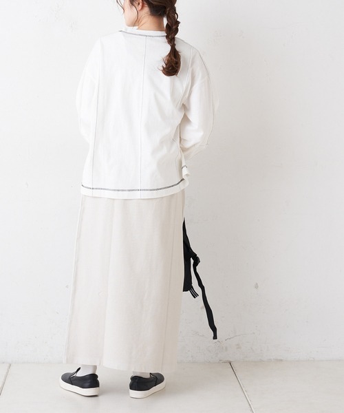 PUAL CE CIN(ピュアルセシン)の「配色ステッチプルオーバー(Tシャツ/カットソー・レディース・ブルー/ピンク系その他/ホワイト/チャコールグレー・FREE)」の9枚目の写真