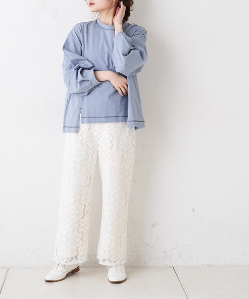 PUAL CE CIN(ピュアルセシン)の「配色ステッチプルオーバー(Tシャツ/カットソー・レディース・ブルー/ピンク系その他/ホワイト/チャコールグレー・FREE)」の22枚目の写真