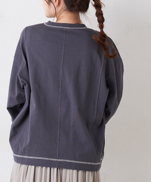 PUAL CE CIN(ピュアルセシン)の「配色ステッチプルオーバー(Tシャツ/カットソー・レディース・ブルー/ピンク系その他/ホワイト/チャコールグレー・FREE)」の19枚目の写真