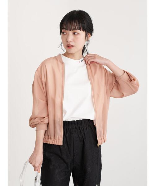 earth music&ecology（アースミュージックアンドエコロジー）の「シアーブルゾン ＊（ブルゾン・レディース・ブラック/オフホワイト/ピンクベージュ・FREE）」の10枚目の写真