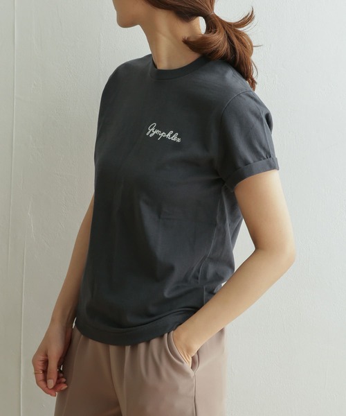 GYMPHLEX（ジムフレックス）の「GYMPHLEX　COMBED COTTON JERSEY T-SHIRTS（Tシャツ/カットソー・レディース・チャコールグレー/ベージュ系その他/ホワイト/ブルー系その他/ベージュ・12）」の8枚目の写真