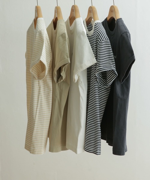 GYMPHLEX（ジムフレックス）の「GYMPHLEX　COMBED COTTON JERSEY T-SHIRTS（Tシャツ/カットソー・レディース・チャコールグレー/ベージュ系その他/ホワイト/ブルー系その他/ベージュ・12）」の20枚目の写真