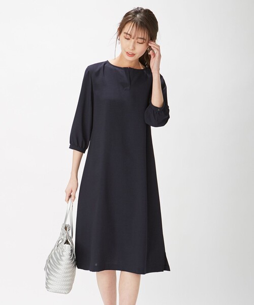 J.PRESS Ladies(J.プレス レディス)の「【洗える】マルソースパンボイル ワンピース(ワンピース・レディース・黄土色系/ネイビー系・XS)」の2枚目の写真