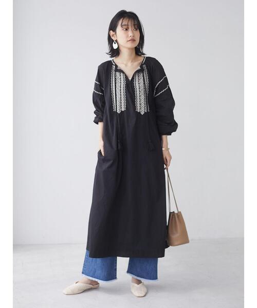 CRAFT STANDARD BOUTIQUE（クラフトスタンダードブティック）の「ボタニカル刺繍ワンピース　＊◇（ワンピース・レディース・ホワイト/ブラック・FREE）」の10枚目の写真