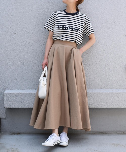 PICCIN（ピッチン）の「ウォッシャブルエアリーフレアスカート（スカート・レディース・オフホワイト/ベージュ/ネイビー・M）」の4枚目の写真