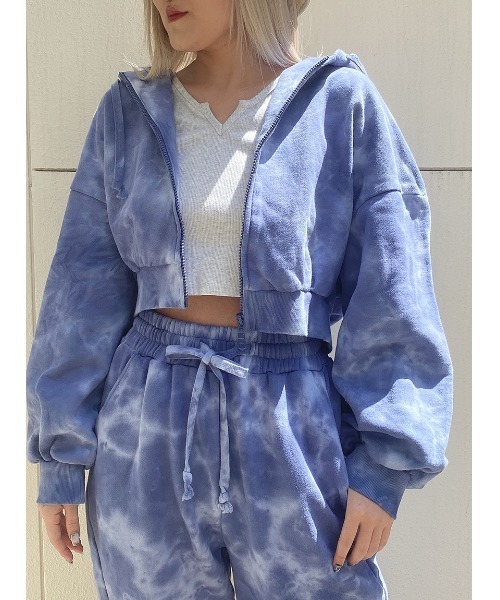 one way（ワンウェイ）の「【oneway Jeans】タイダイジップパーカー（パーカー・レディース・ライトグレー/グレー/ダークブルー/ライトパープル・FREE）」の3枚目の写真