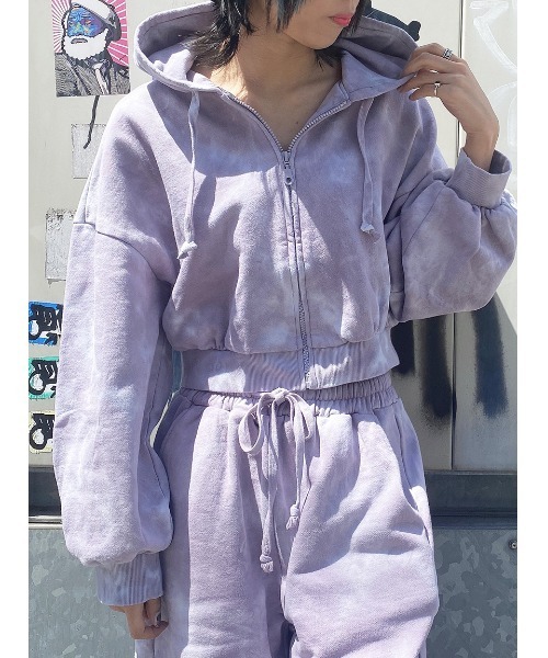 one way（ワンウェイ）の「【oneway Jeans】タイダイジップパーカー（パーカー・レディース・ライトグレー/グレー/ダークブルー/ライトパープル・FREE）」の4枚目の写真