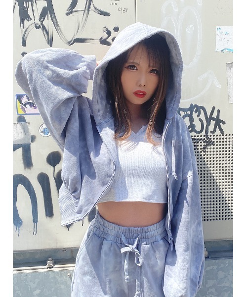 one way（ワンウェイ）の「【oneway Jeans】タイダイジップパーカー（パーカー・レディース・ライトグレー/グレー/ダークブルー/ライトパープル・FREE）」の5枚目の写真