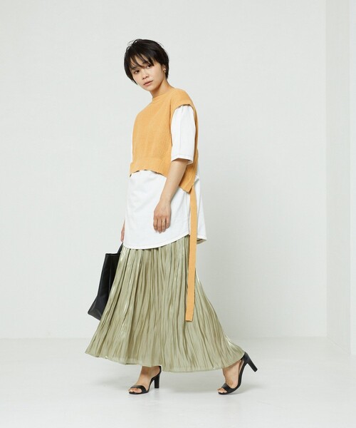 FREAK'S STORE(フリークスストア)の「麻バックオープンニットベストセット(ベスト・レディース・ブラック/オフホワイト/イエロー/グリーン・フリ-)」の6枚目の写真