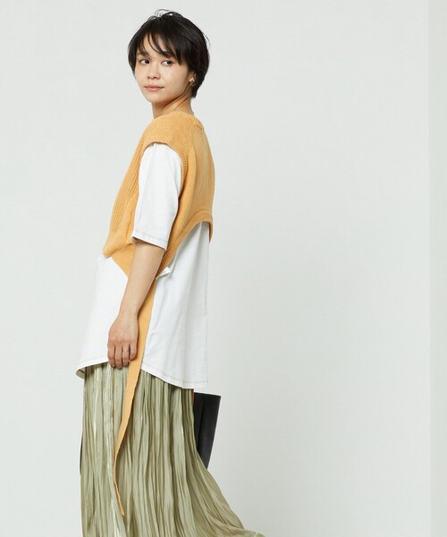 FREAK'S STORE(フリークスストア)の「麻バックオープンニットベストセット(ベスト・レディース・ブラック/オフホワイト/イエロー/グリーン・フリ-)」の7枚目の写真