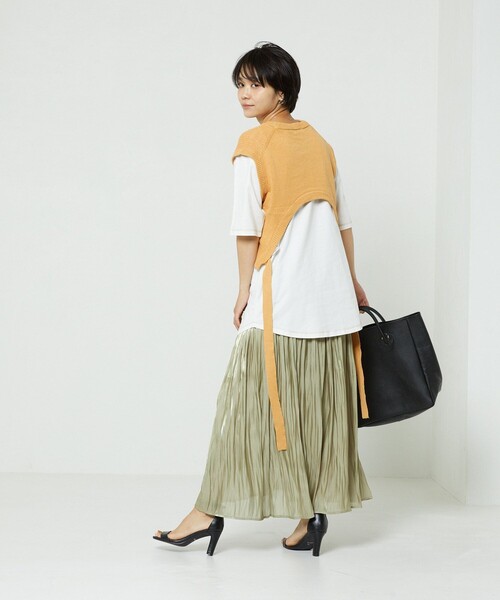 FREAK'S STORE(フリークスストア)の「麻バックオープンニットベストセット(ベスト・レディース・ブラック/オフホワイト/イエロー/グリーン・フリ-)」の8枚目の写真