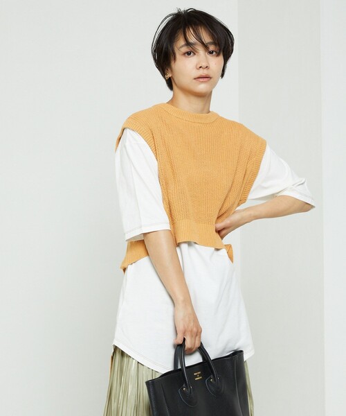 FREAK'S STORE(フリークスストア)の「麻バックオープンニットベストセット(ベスト・レディース・ブラック/オフホワイト/イエロー/グリーン・フリ-)」の11枚目の写真