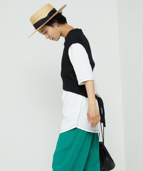 FREAK'S STORE(フリークスストア)の「麻バックオープンニットベストセット(ベスト・レディース・ブラック/オフホワイト/イエロー/グリーン・フリ-)」の18枚目の写真