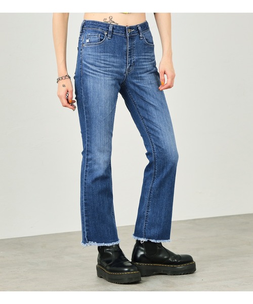 SOMETHING（サムシング）の「SOMETHING/サムシング クロップド裾フリンジ LISAフレアデニムパンツ（デニムパンツ・レディース・ホワイト/ライトブルー/ブラック/ブルー/ブルー系その他・26/27/28/29）」の8枚目の写真