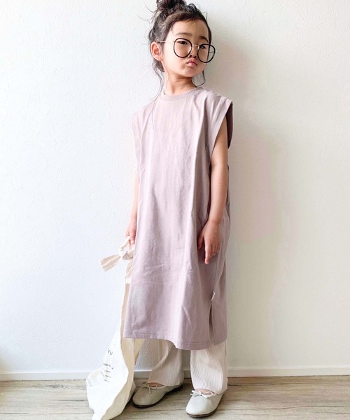 CIAOPANIC TYPY（チャオパニックティピー）の「【KIDS】USAコットン肩タックワンピース（ワンピース・キッズ・チャコールグレー/ブラウン/サンドベージュ・SMALL/MEDIUM/LARGE/X-LARGE/XX-LARGE）」の3枚目の写真