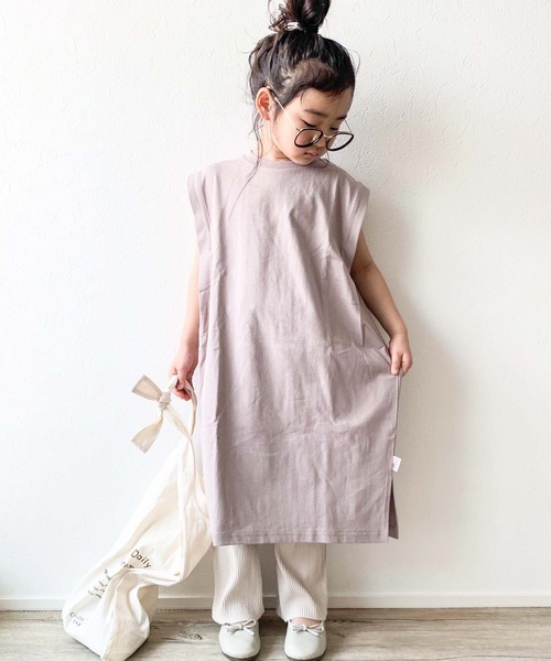 CIAOPANIC TYPY（チャオパニックティピー）の「【KIDS】USAコットン肩タックワンピース（ワンピース・キッズ・チャコールグレー/ブラウン/サンドベージュ・SMALL/MEDIUM/LARGE/X-LARGE/XX-LARGE）」の12枚目の写真