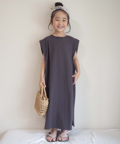 CIAOPANIC TYPY（チャオパニックティピー）の「【KIDS】USAコットン肩タックワンピース（ワンピース・キッズ・チャコールグレー/ブラウン/サンドベージュ・SMALL/MEDIUM/LARGE/X-LARGE/XX-LARGE）」の10枚目の写真