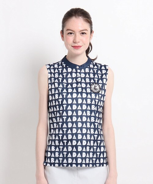 adabat（アダバット）の「◆【モノグラムデザイン】 ノースリーブ プルオーバー（Tシャツ/カットソー・レディース・ホワイト系9/ネイビー系・36/38/40）」の3枚目の写真