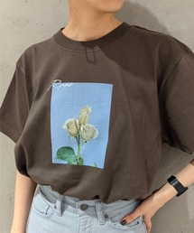MADEMOISELLE ROPE' | 【VTA for MADEMOISELLE】フラワーフォトショートスリーブ Tシャツ(Tシャツ/カットソー)
