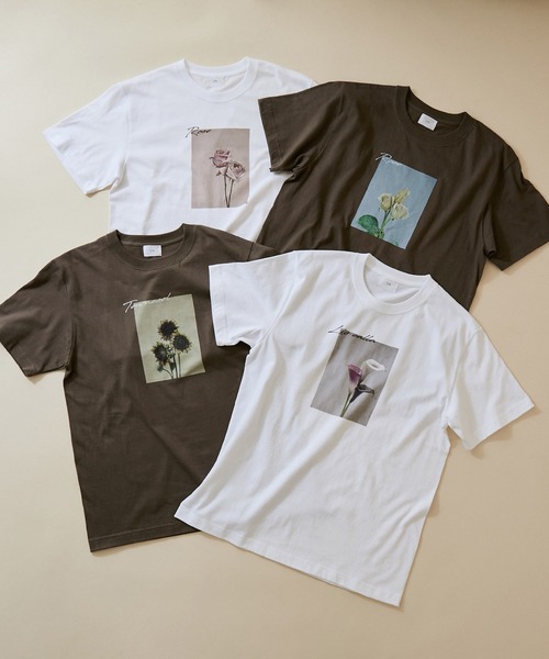 MADEMOISELLE ROPE'（マドモアゼル ロペ）の「【VTA for MADEMOISELLE】フラワーフォトショートスリーブ Tシャツ（Tシャツ/カットソー・レディース・チャコールグレー/グレー系その他/ホワイト/ホワイト系その他・FREE）」の13枚目の写真
