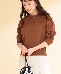 Ray BEAMS | Ray BEAMS / ビッグカラー ニットポロ(ニット/セーター)