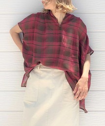 Q | シアーチェックスキッパーシャツ(シャツ/ブラウス)