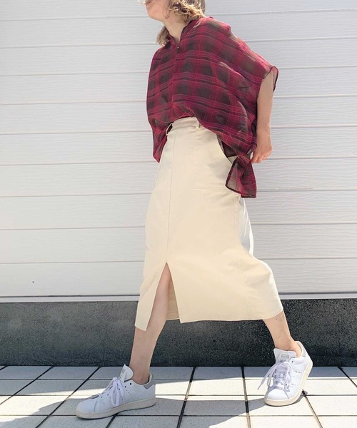 Q（キュー）の「シアーチェックスキッパーシャツ（シャツ/ブラウス・レディース・ブラック系その他/グリーン系その他・MEDIUM）」の8枚目の写真