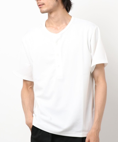 CROWDED CLOSET(クラウデッドクローゼット)の「千鳥Wジャガードヘンリーネックカットソー(Tシャツ/カットソー・メンズ・ホワイト/ブルー/ブラック・04/02/03)」の1枚目の写真