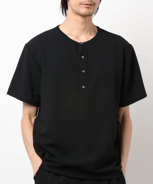 CROWDED CLOSET(クラウデッドクローゼット)の「千鳥Wジャガードヘンリーネックカットソー(Tシャツ/カットソー・メンズ・ホワイト/ブルー/ブラック・04/02/03)」の3枚目の写真