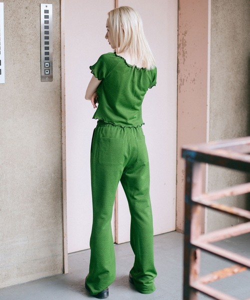 X-girl（エックスガール）の「JACQUARD JERSEY FLARE PANTS（その他パンツ・レディース・ブラウン/グリーン・S/M/XS）」の15枚目の写真