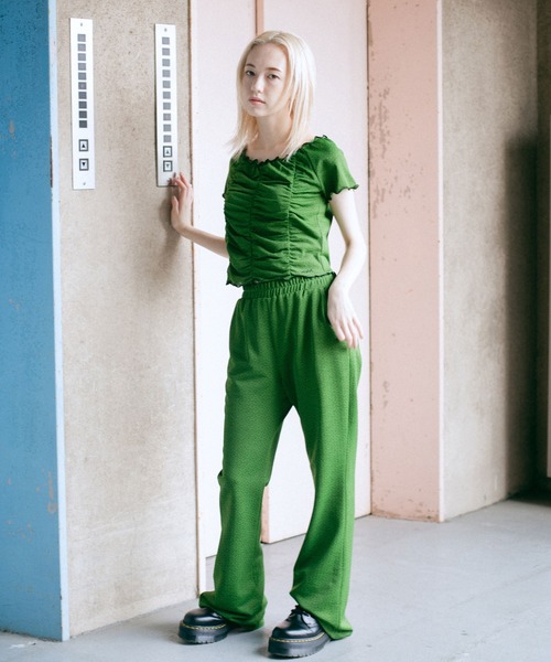 X-girl（エックスガール）の「JACQUARD JERSEY FLARE PANTS（その他パンツ・レディース・ブラウン/グリーン・S/M/XS）」の21枚目の写真