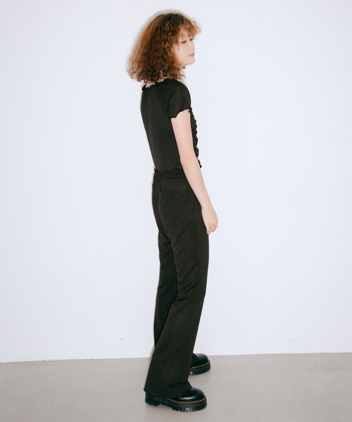 X-girl（エックスガール）の「JACQUARD JERSEY FLARE PANTS（その他パンツ・レディース・ブラウン/グリーン・S/M/XS）」の6枚目の写真