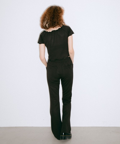 X-girl（エックスガール）の「JACQUARD JERSEY FLARE PANTS（その他パンツ・レディース・ブラウン/グリーン・S/M/XS）」の10枚目の写真