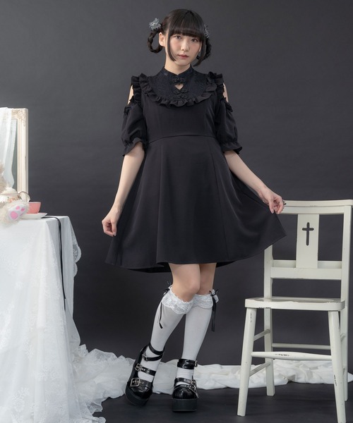 DearMyLove(ディアマイラブ)の「レースチャイナデザインワンピース(ワンピース・レディース・ピンク/ブラック・MEDIUM/LARGE/X-LARGE/XX-LARGE)」の2枚目の写真