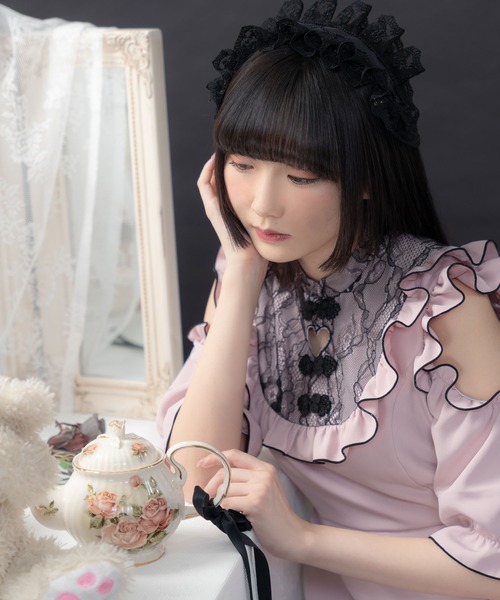 DearMyLove(ディアマイラブ)の「レースチャイナデザインワンピース(ワンピース・レディース・ピンク/ブラック・MEDIUM/LARGE/X-LARGE/XX-LARGE)」の11枚目の写真