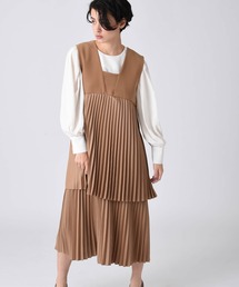 フロントティアードプリーツワンピース