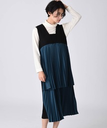 フロントティアードプリーツワンピース