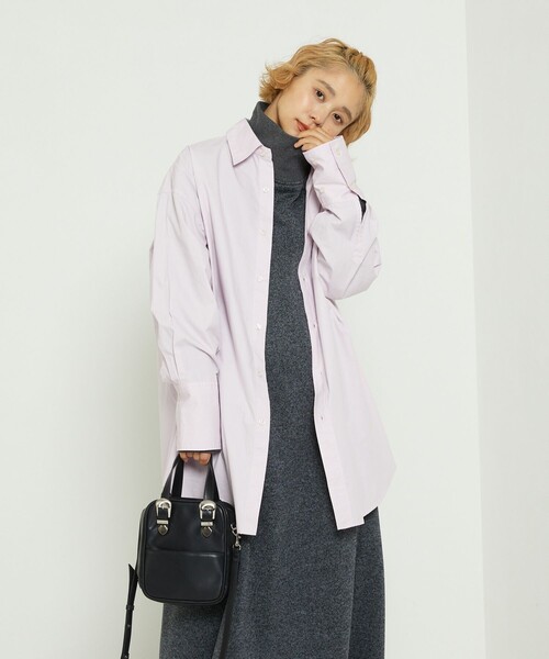 FREAK'S STORE（フリークスストア）の「ビッグワイドカフスシャツ（シャツ/ブラウス・レディース・ネイビー/オフホワイト/ピンク・ﾌﾘ-）」の3枚目の写真